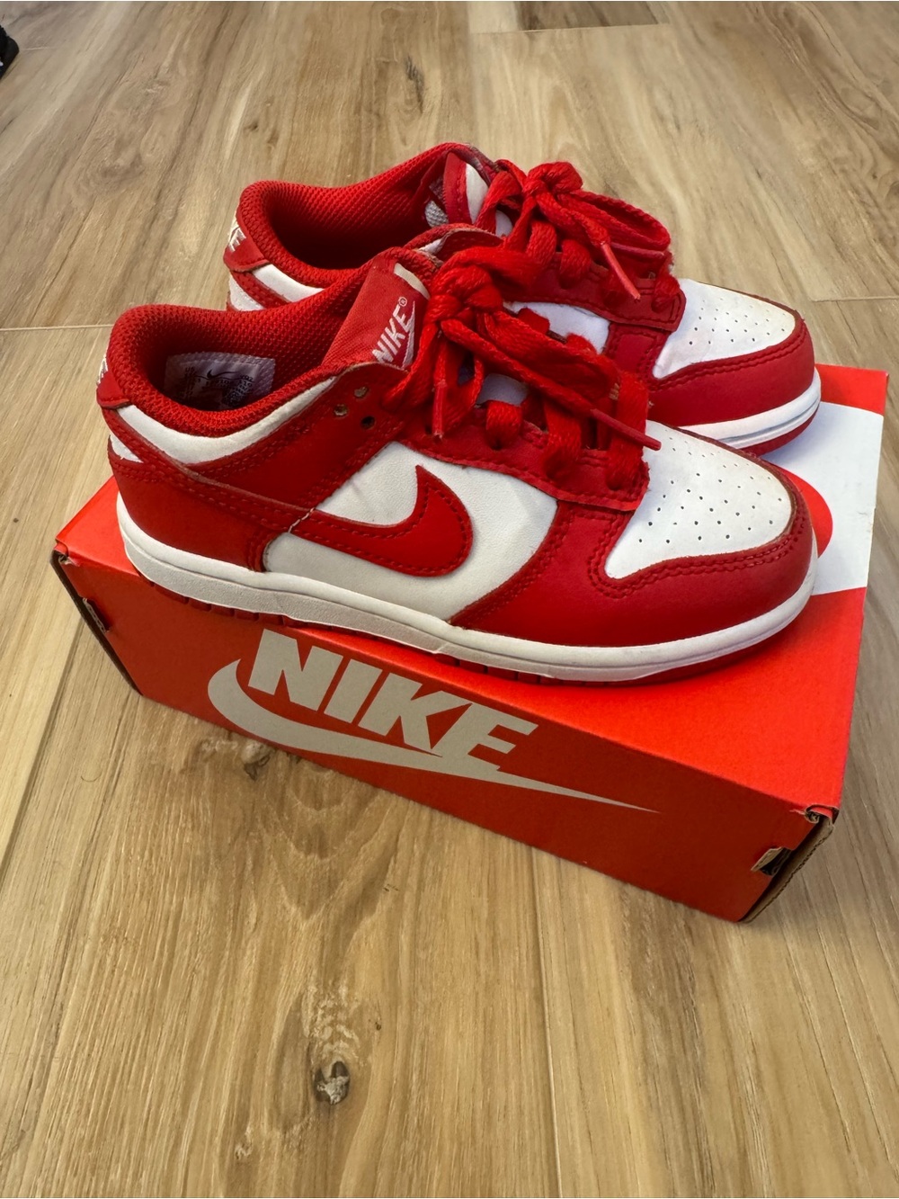 Nike Dunk Low University Red White Kids Shoes Size 11C Preschool PS w/ Box